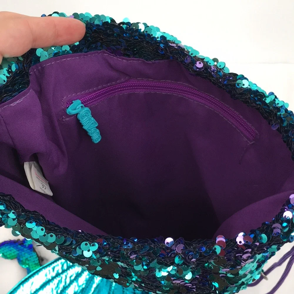 Sequin Mermaid Tail Backpack Bag in Teal & Purple